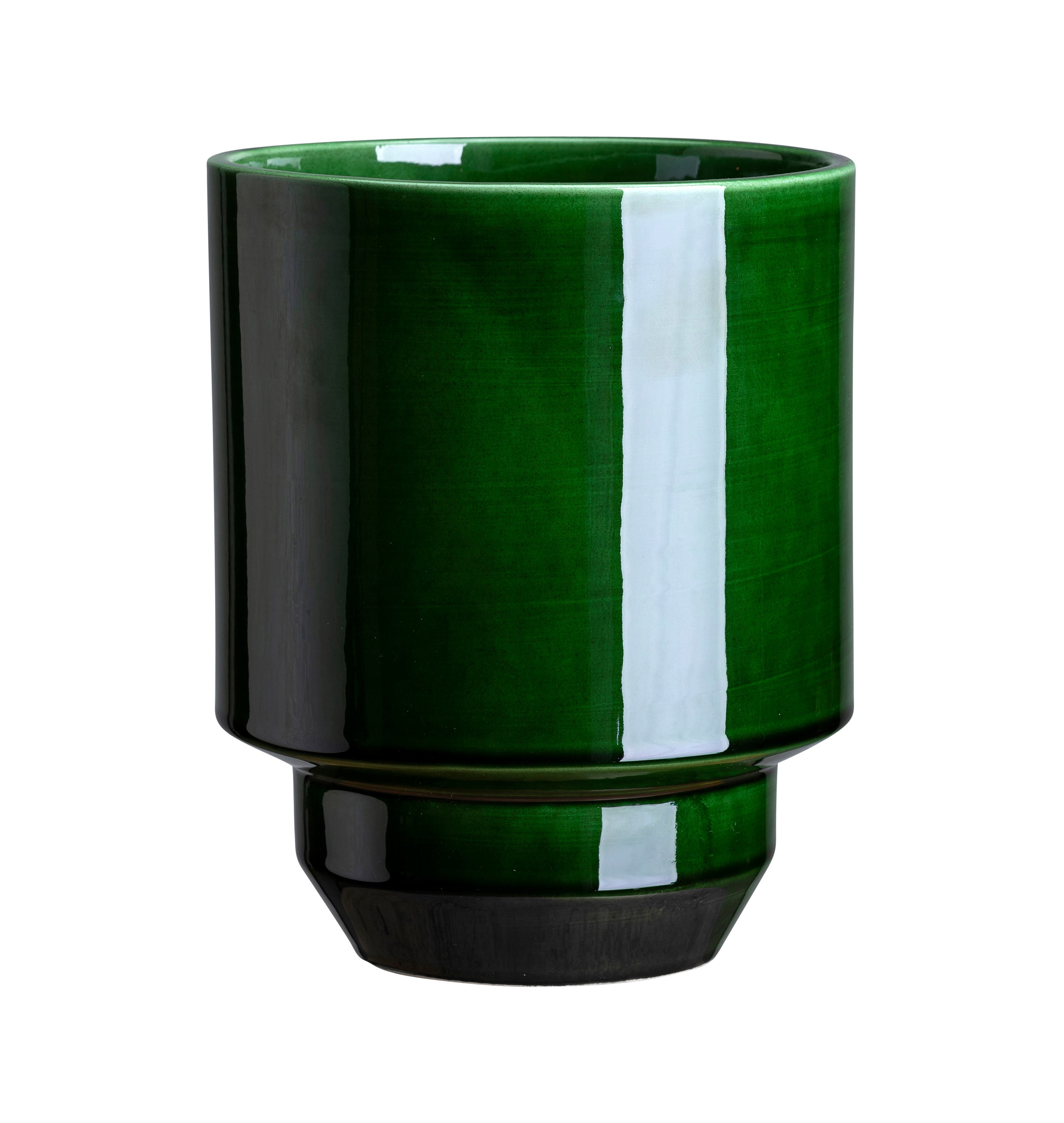 Portavaso Hoff in terracotta smaltata /verde smeraldo