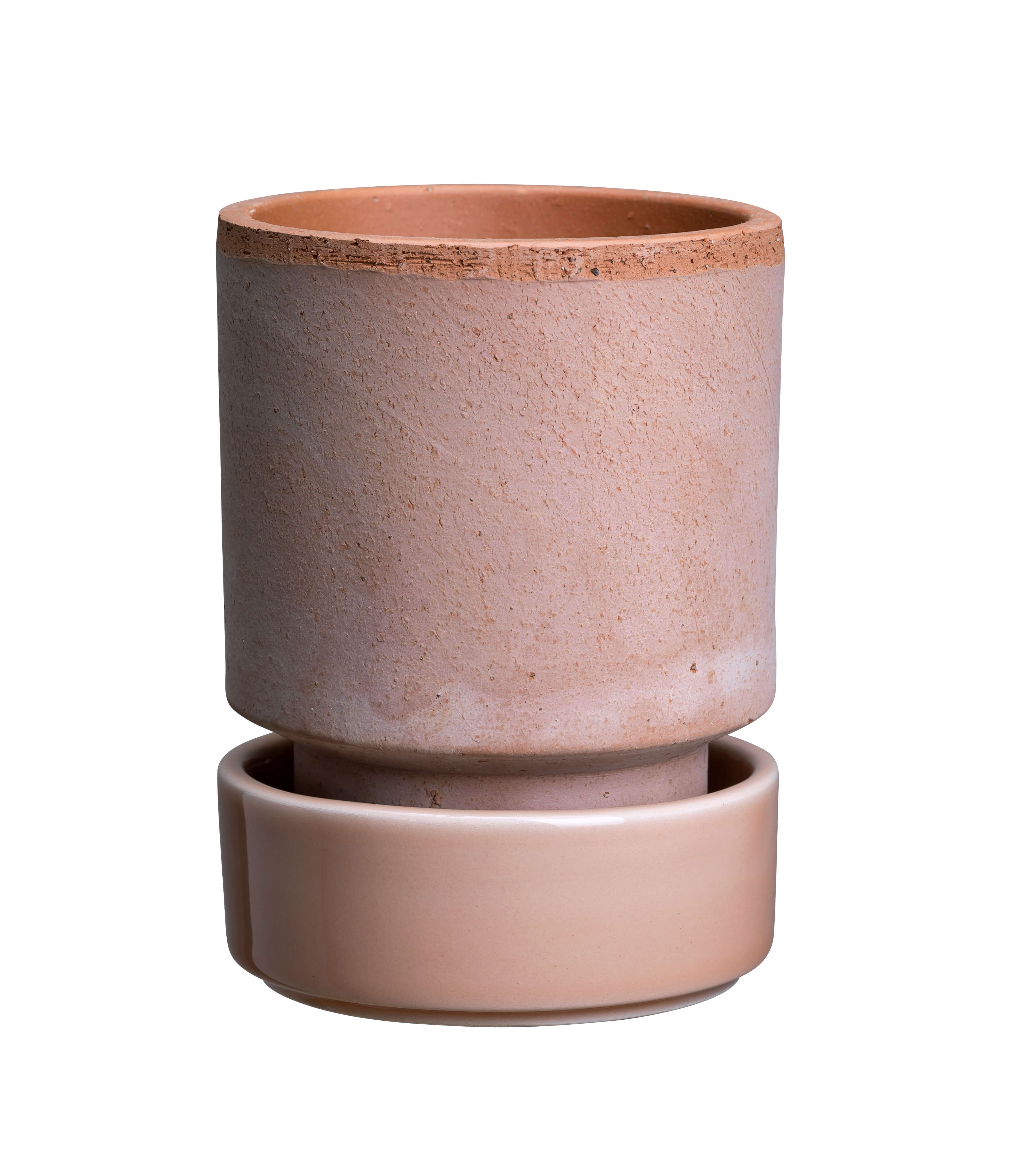 Sottovaso Hoff in terracotta smaltata /quartz rose