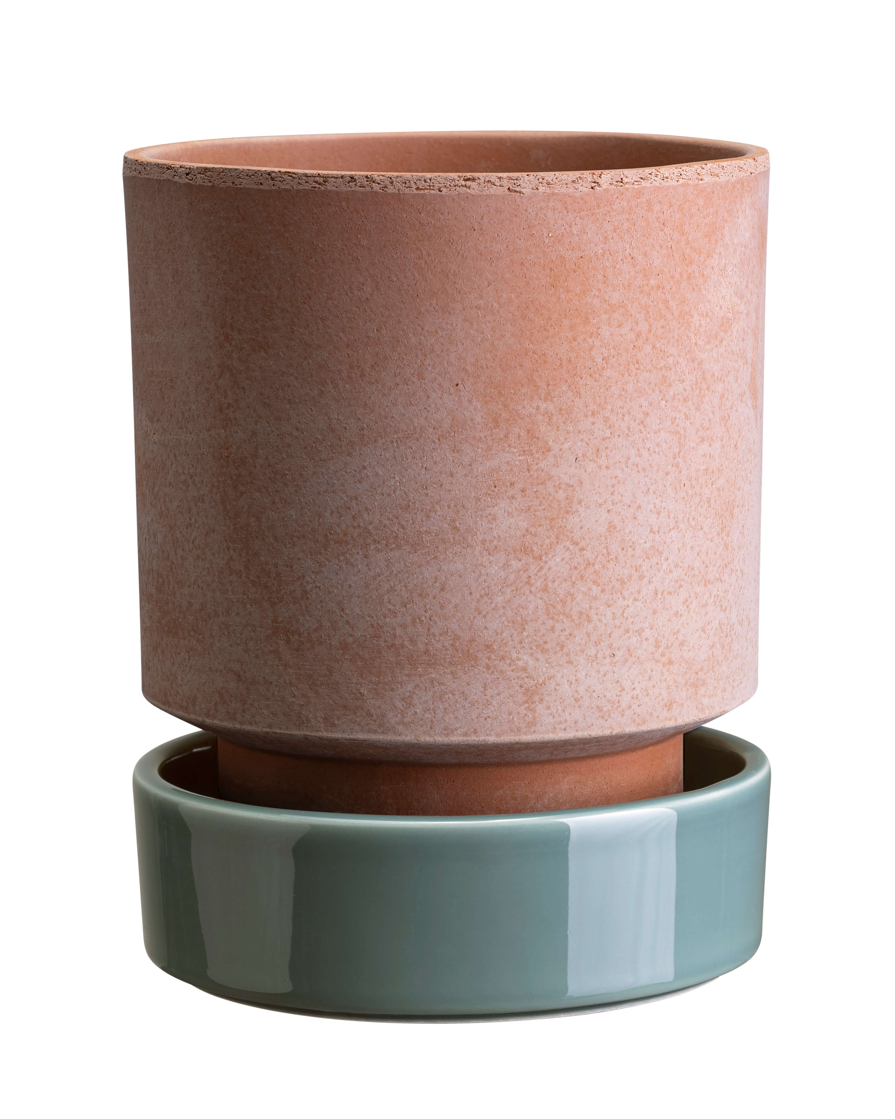 Sottovaso Hoff in terracotta smaltata /Misty Blue