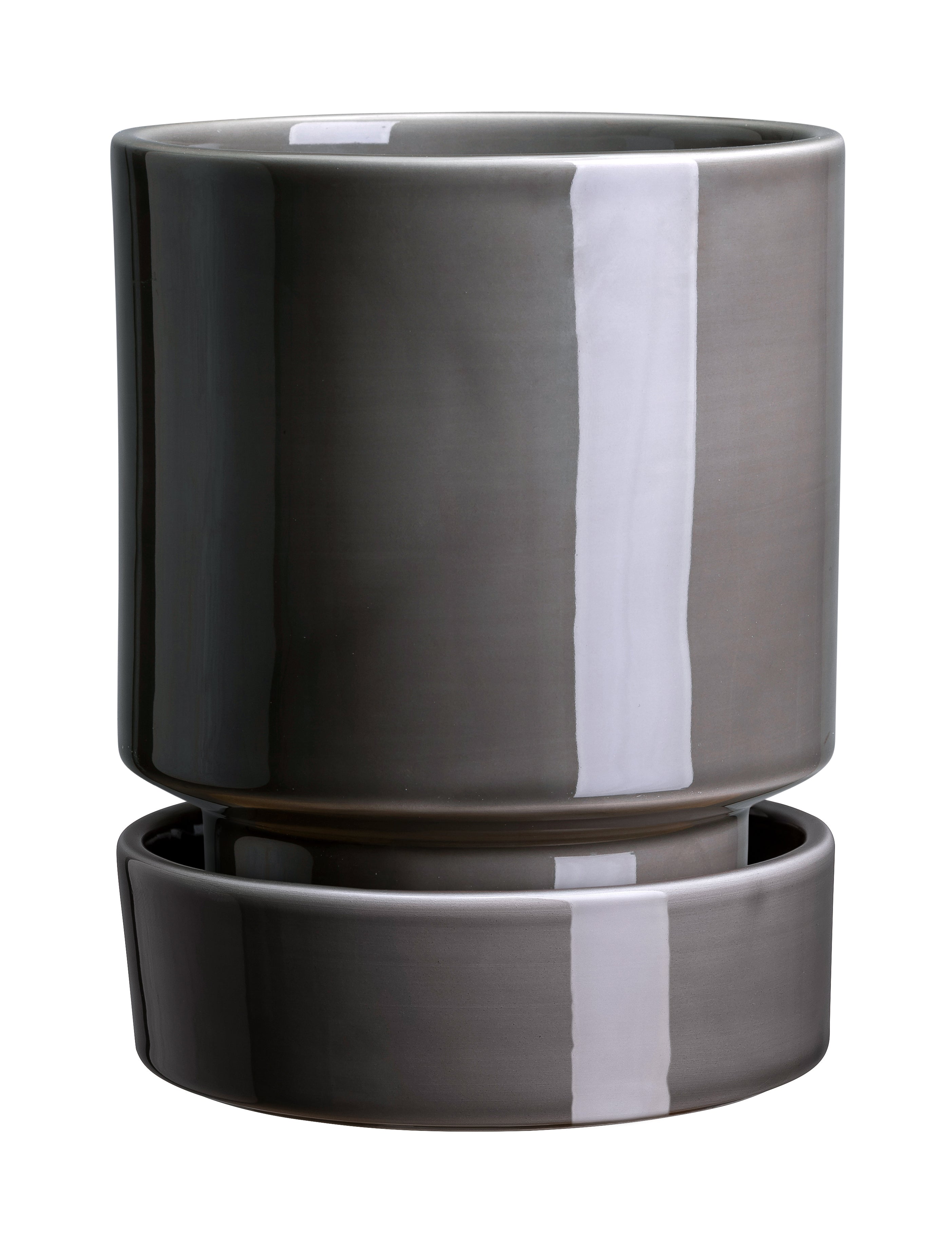 Sottovaso Hoff in terracotta smaltata /grigio