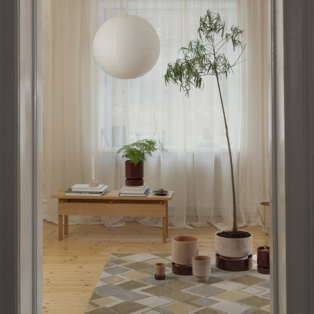 Sottovaso Hoff in terracotta smaltata /burgundy