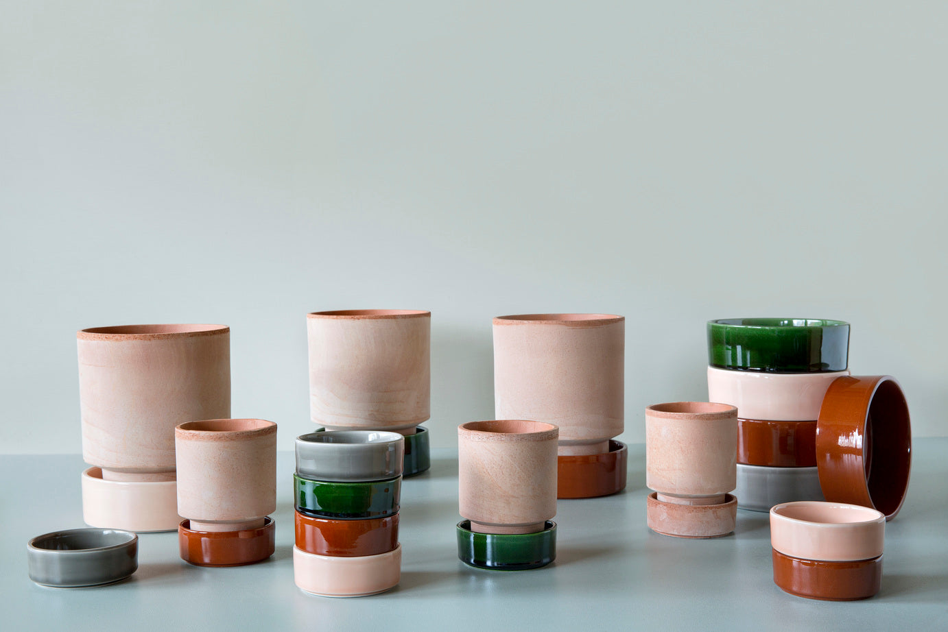 Sottovaso Hoff in terracotta smaltata /verde smeraldo