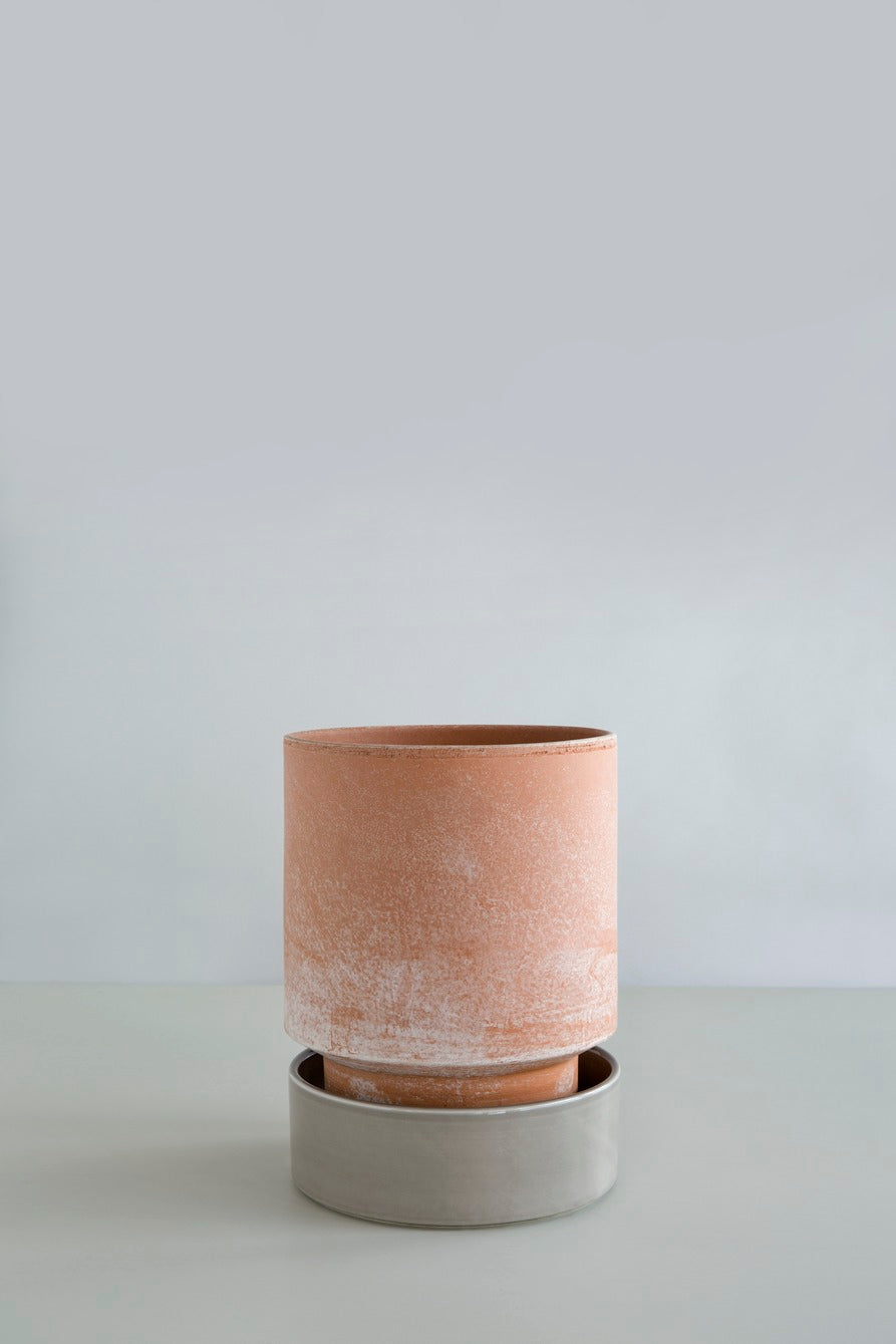 Sottovaso Hoff in terracotta smaltata /grigio