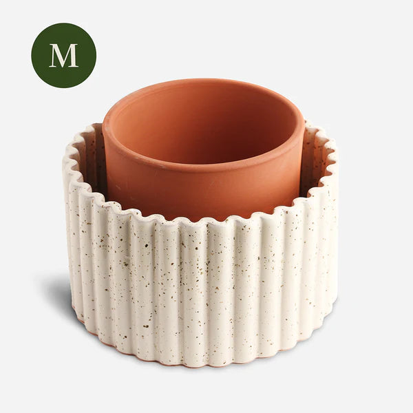 Vaso autoirrigante Paula - Bianco granulato