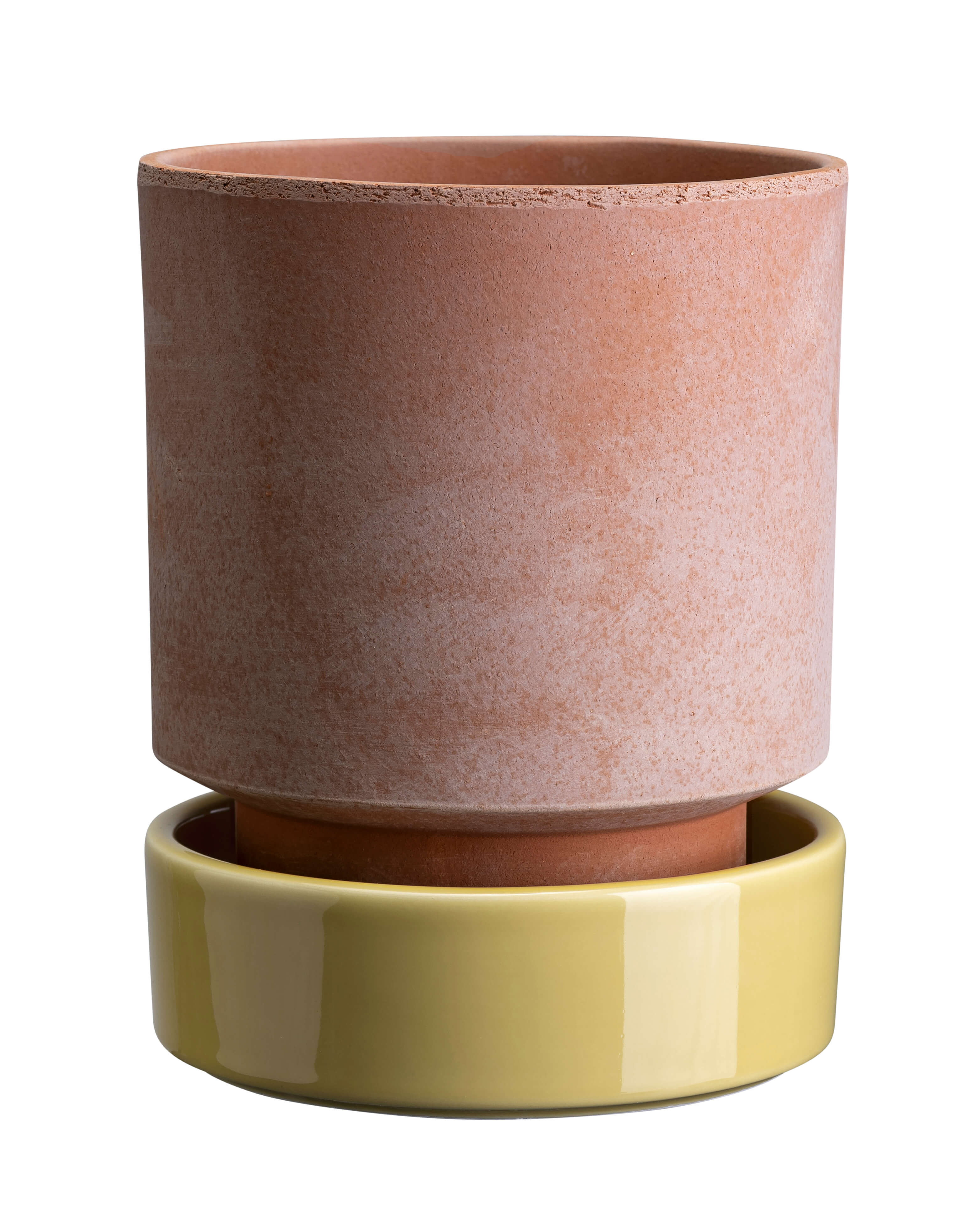 Sottovaso Hoff in terracotta smaltata /pale yellow