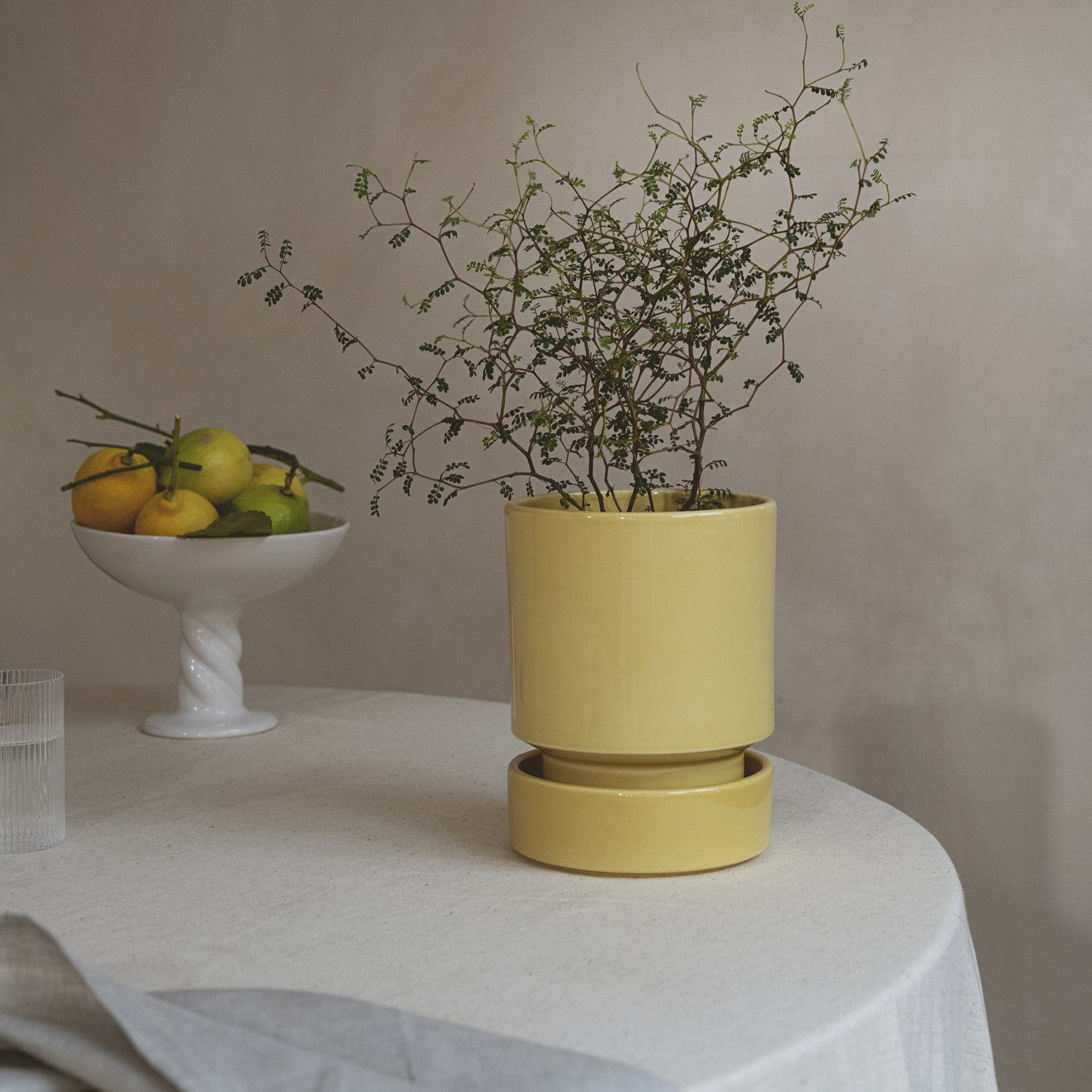 Vaso Hoff in terracotta smaltata /pale yellow