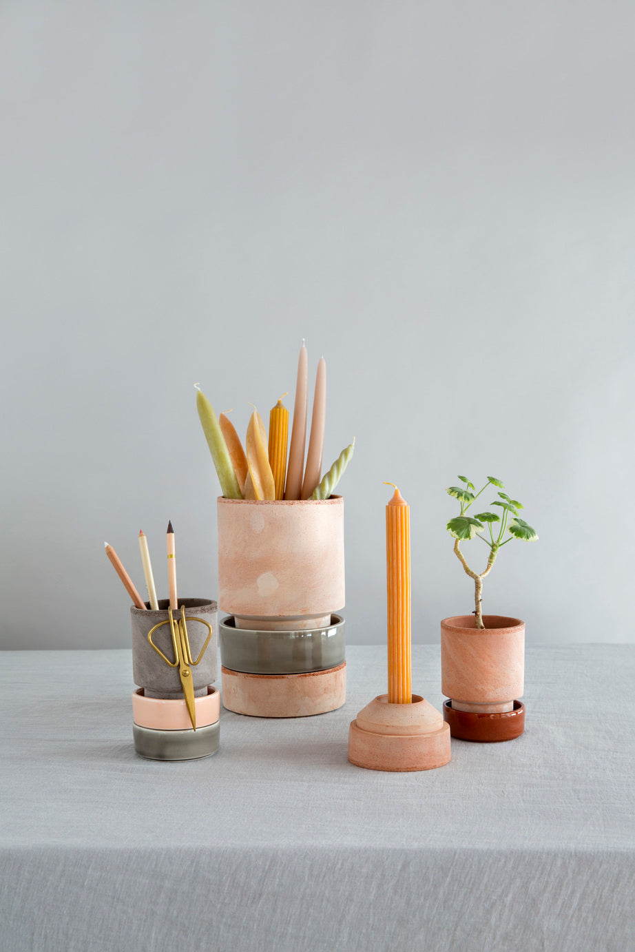 Sottovaso Hoff in terracotta smaltata /grigio