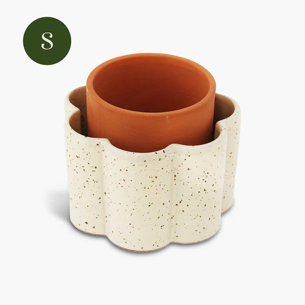 Vaso autoirrigante Paulita - Bianco granulato